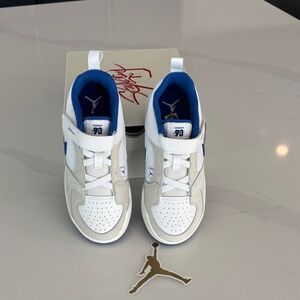 Jordan Kids White and Blue Sneakers
